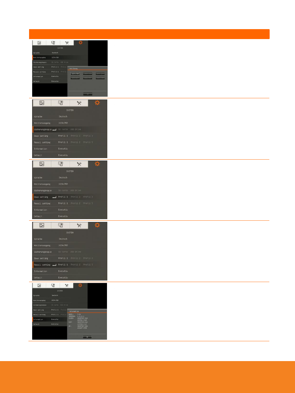 Menu screen funktion | AVer F15 On-screen Display User Manual | Page 57 / 189