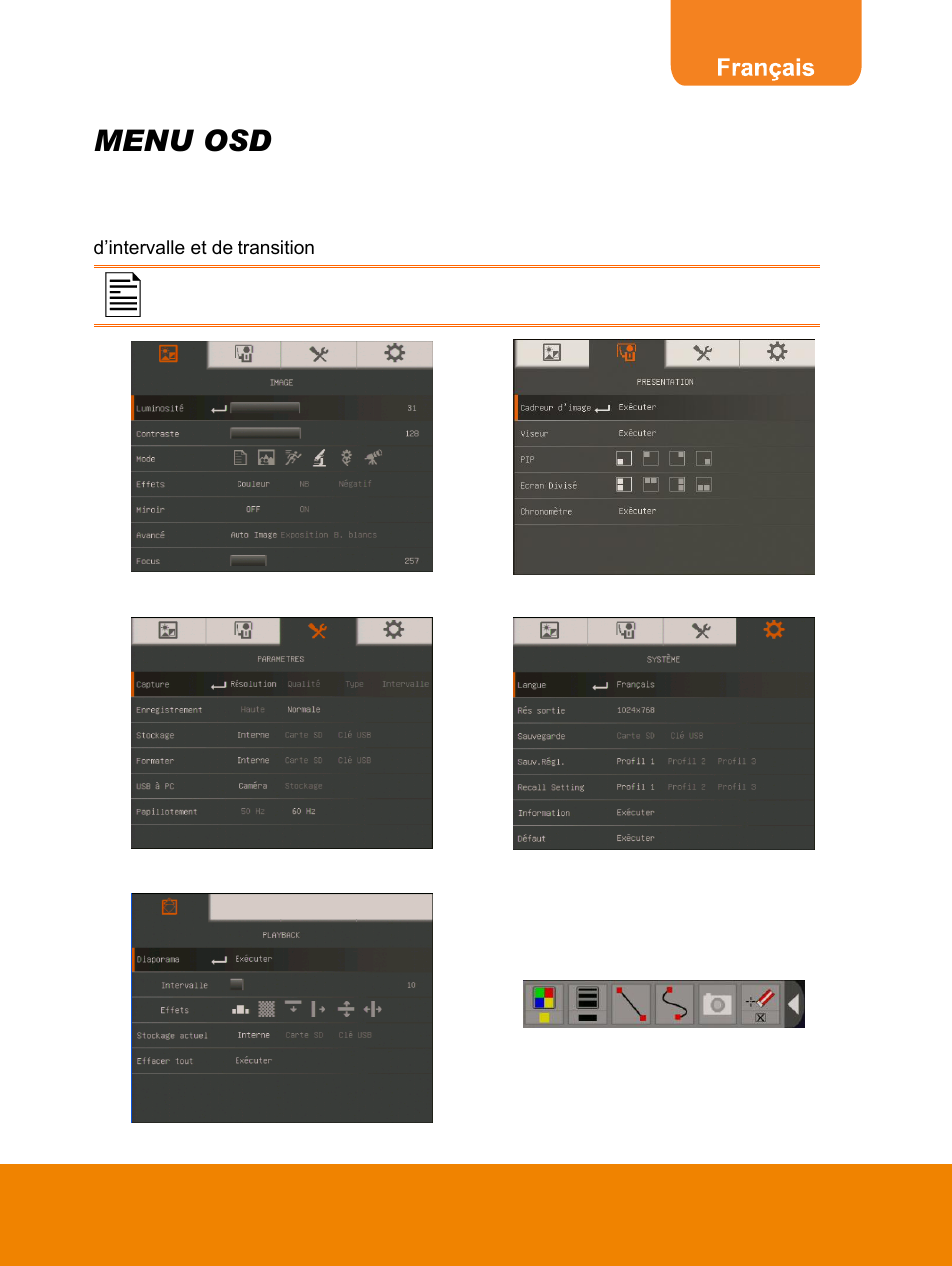 Menu osd | AVer F15 On-screen Display User Manual | Page 60 / 189