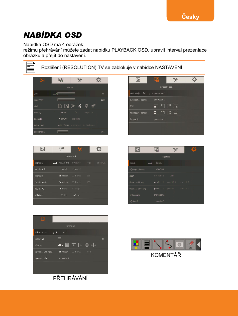 Nabídka osd | AVer F15 On-screen Display User Manual | Page 95 / 189