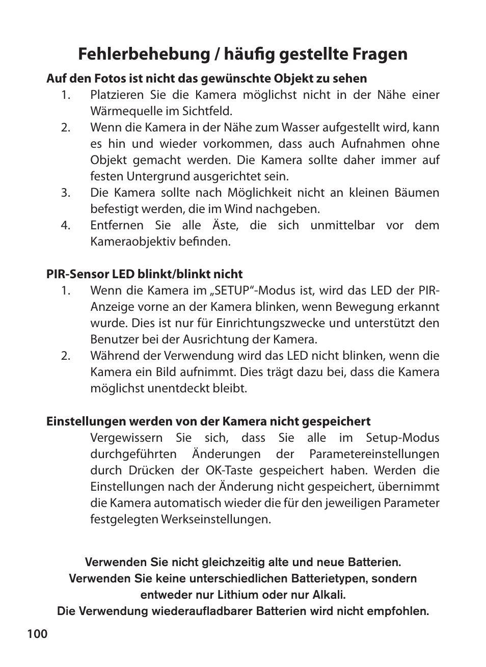 Fehlerbehebung / häufig gestellte fragen | Bushnell X-8 TRAIL CAM 119327 User Manual | Page 100 / 128