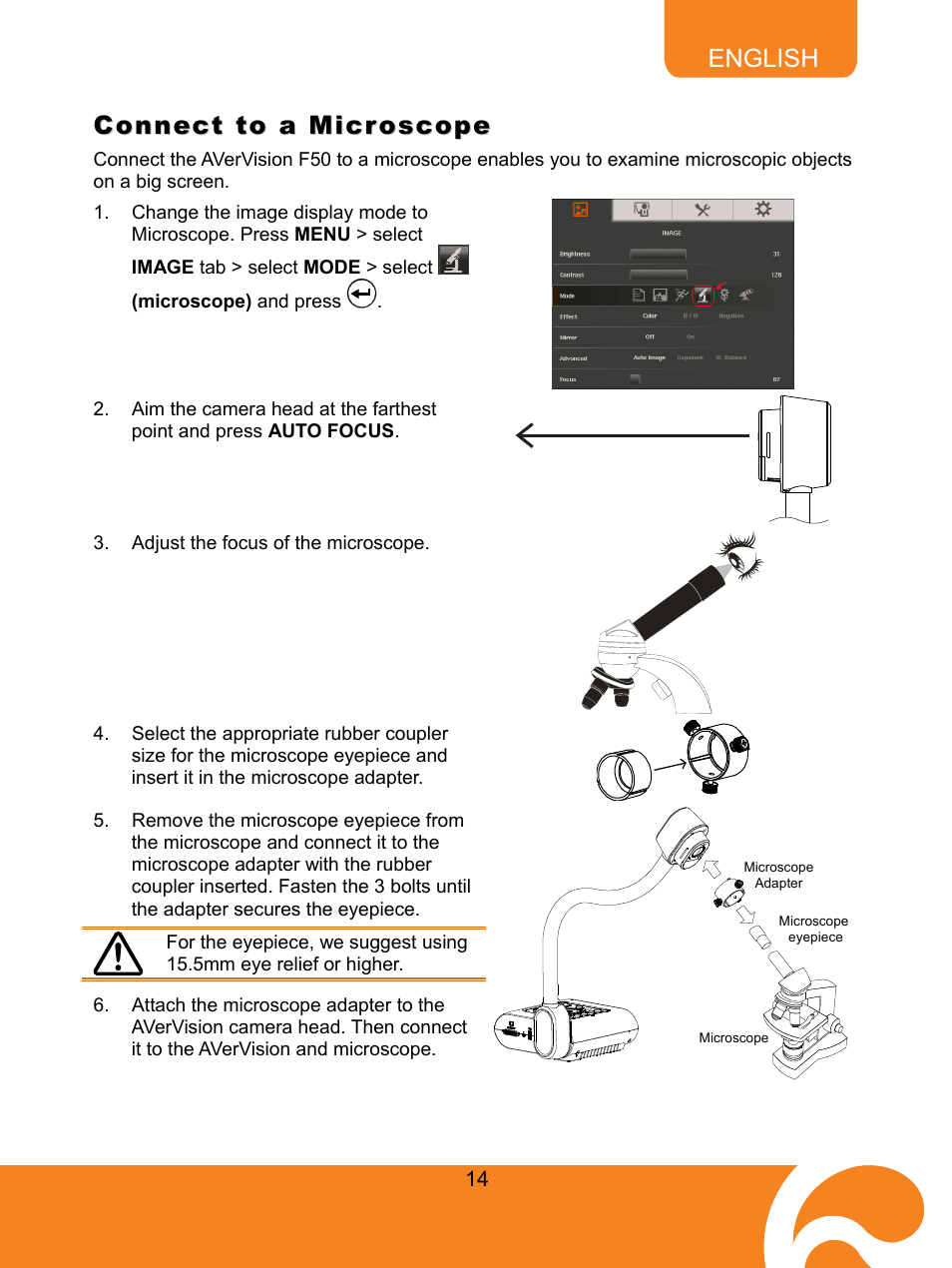 Connect to a microscope | AVer F50 user manual User Manual | Page 19 / 47