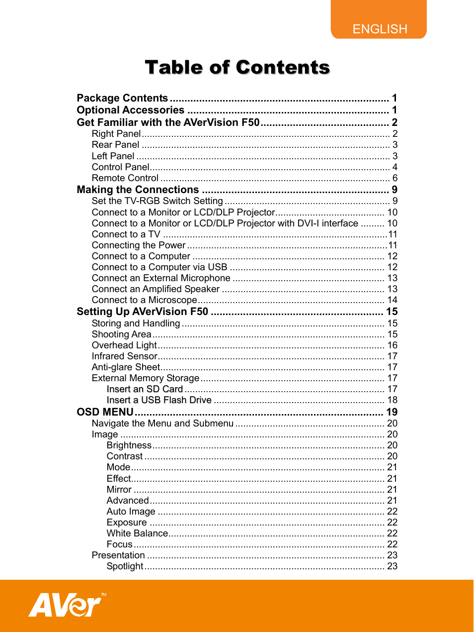 AVer F50 user manual User Manual | Page 3 / 47