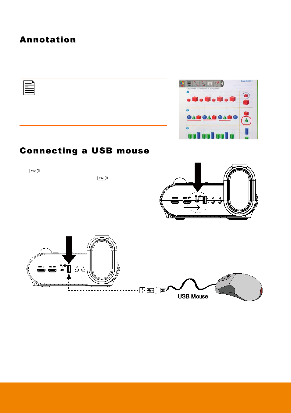 Annotation, Connecting a usb mouse | AVer F50HD user manual User Manual | Page 37 / 51