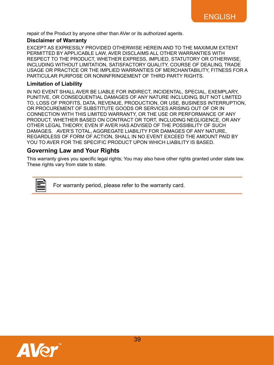 English | AVer F30 user manual User Manual | Page 43 / 43