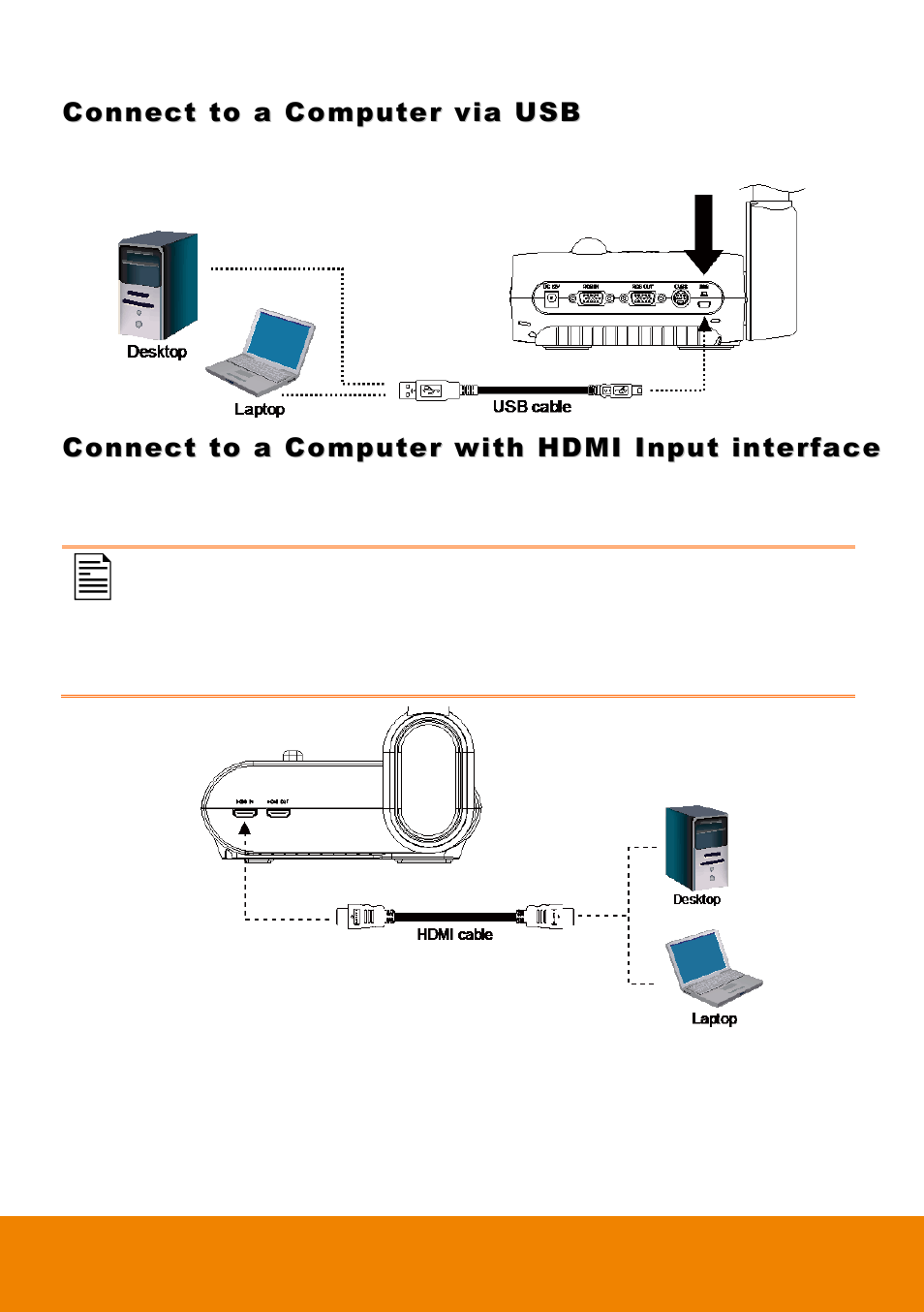 Connect to a computer via usb, Connect to a computer with hdmi input interface | AVer F17HD+ User Manual | Page 18 / 40