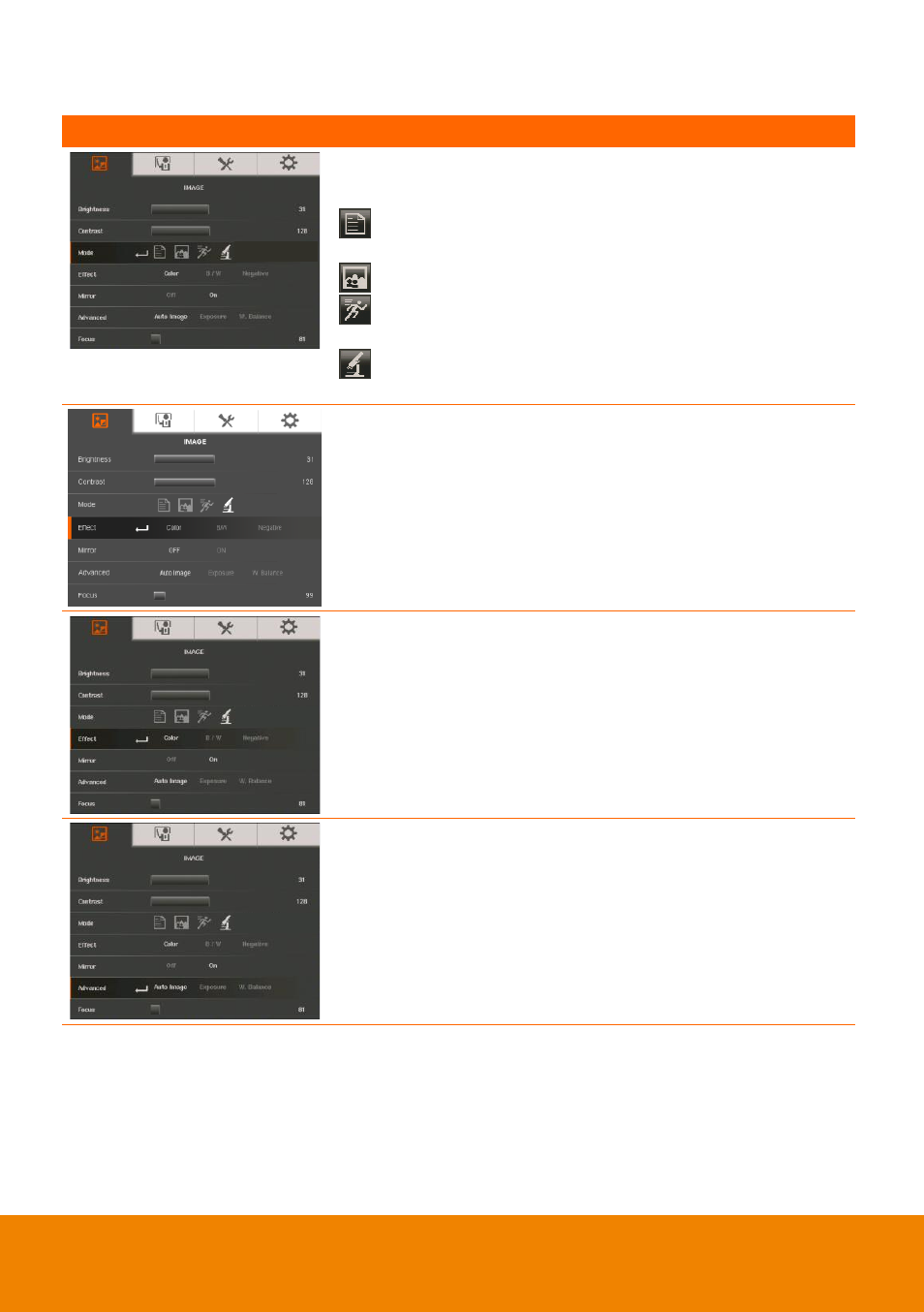 Mode, Effect, Mirror | Advanced | AVer 315AF user manual User Manual | Page 26 / 48