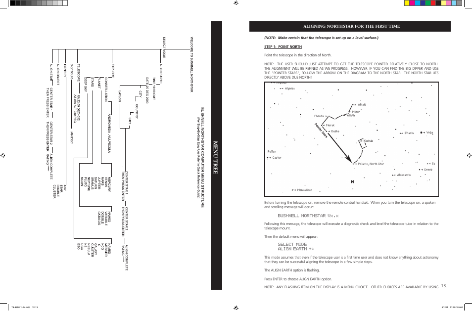 Menu tree | Bushnell NORTHSTAR GOTO 78-8890 User Manual | Page 7 / 18