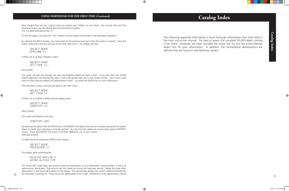 Catalog index | Bushnell NORTHSTAR GOTO 78-8890 User Manual | Page 9 / 18