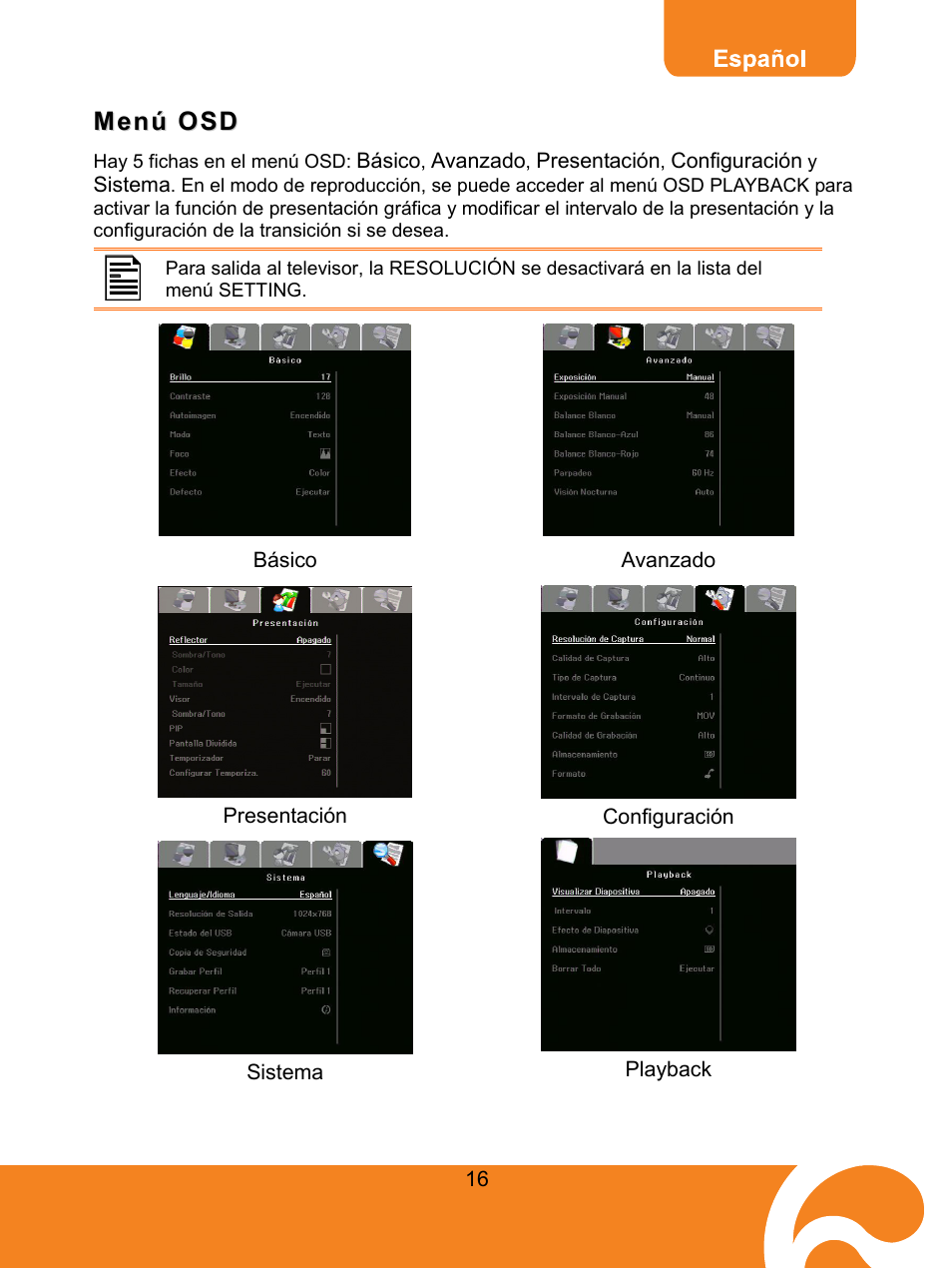 Menú osd | AVer M50(355AF) user manual User Manual | Page 20 / 44