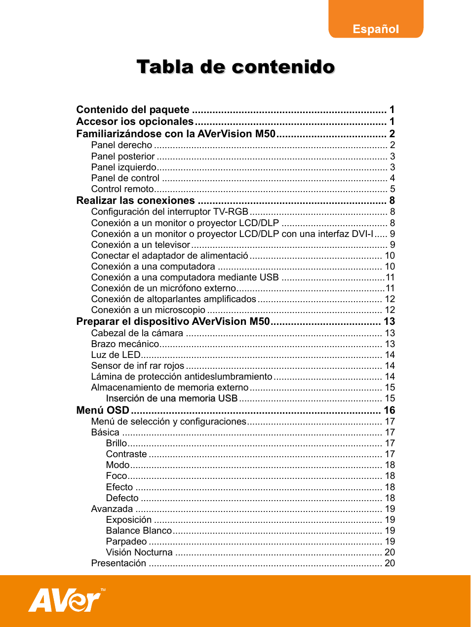 AVer M50(355AF) user manual User Manual | Page 3 / 44