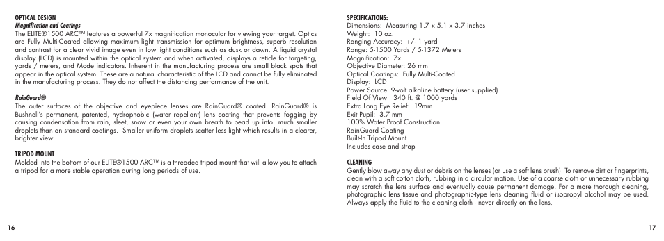 Bushnell ELITE1500ARCTM 20-5101 User Manual | Page 10 / 63