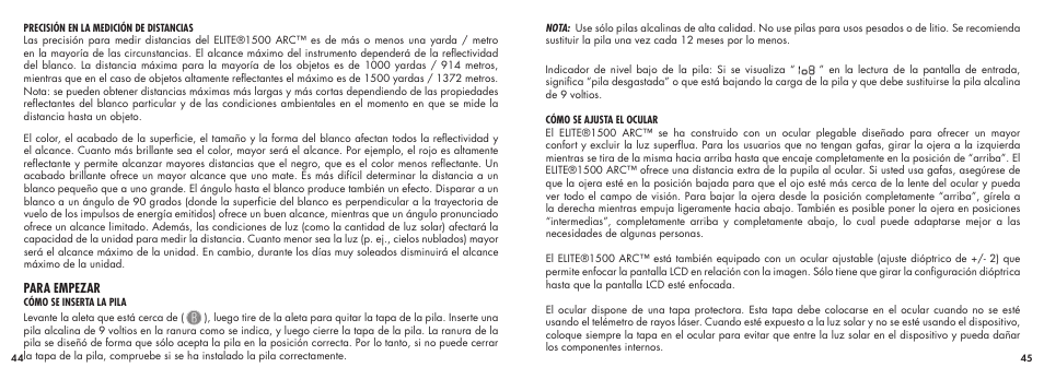 Para empezar | Bushnell ELITE1500ARCTM 20-5101 User Manual | Page 24 / 63