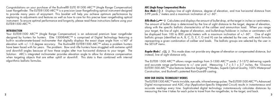 Bushnell ELITE1500ARCTM 20-5101 User Manual | Page 3 / 63