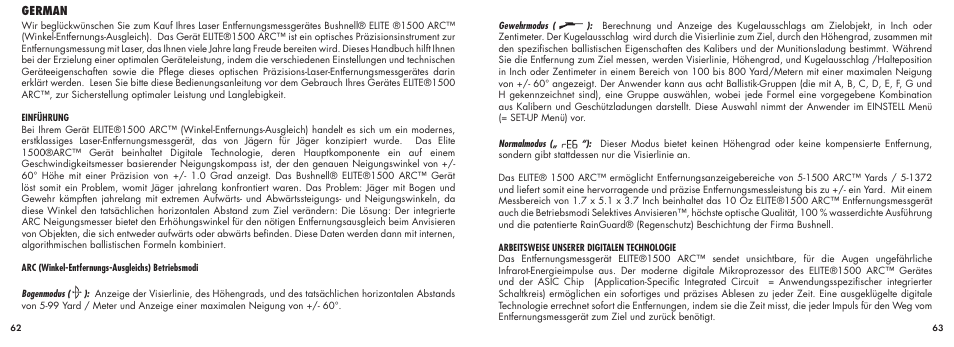 German | Bushnell ELITE1500ARCTM 20-5101 User Manual | Page 33 / 63