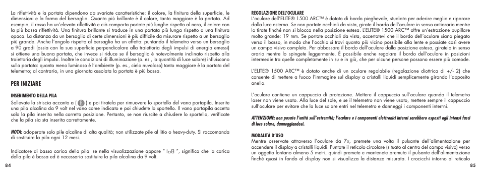 Per iniziare | Bushnell ELITE1500ARCTM 20-5101 User Manual | Page 44 / 63