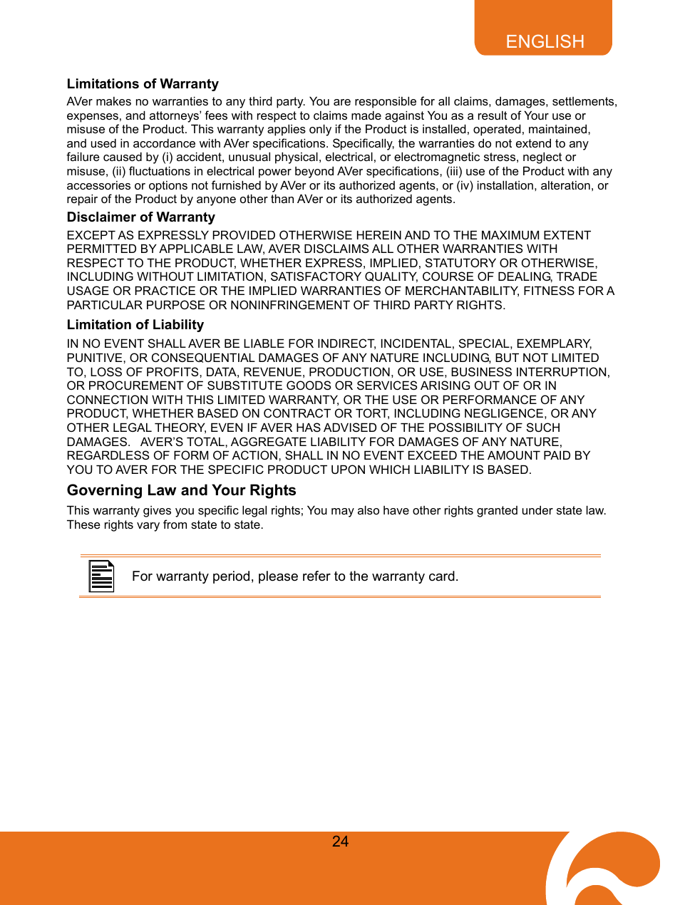 English | AVer M30(310AF) user manual User Manual | Page 27 / 27
