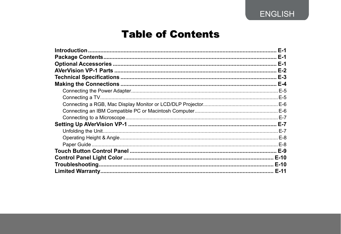 AVer VP-1 User Manual | Page 3 / 16