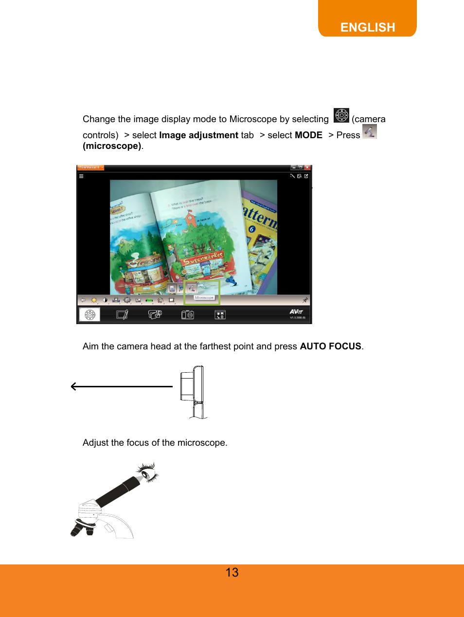 Connect to a microscope, English | AVer TabCam user manual User Manual | Page 17 / 27