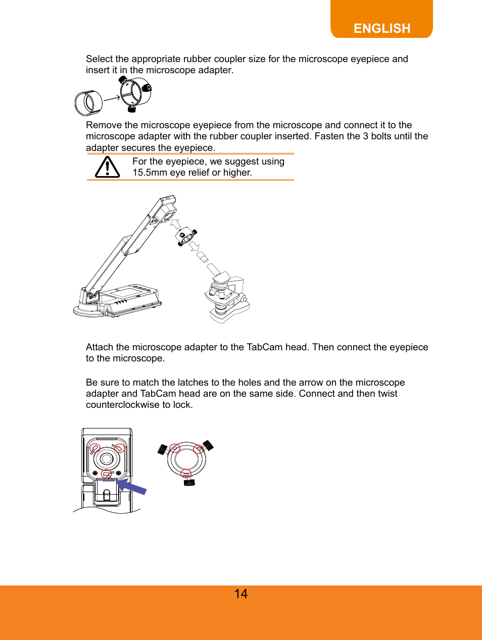 Tabcam operating height & angle, English | AVer TabCam user manual User Manual | Page 18 / 27