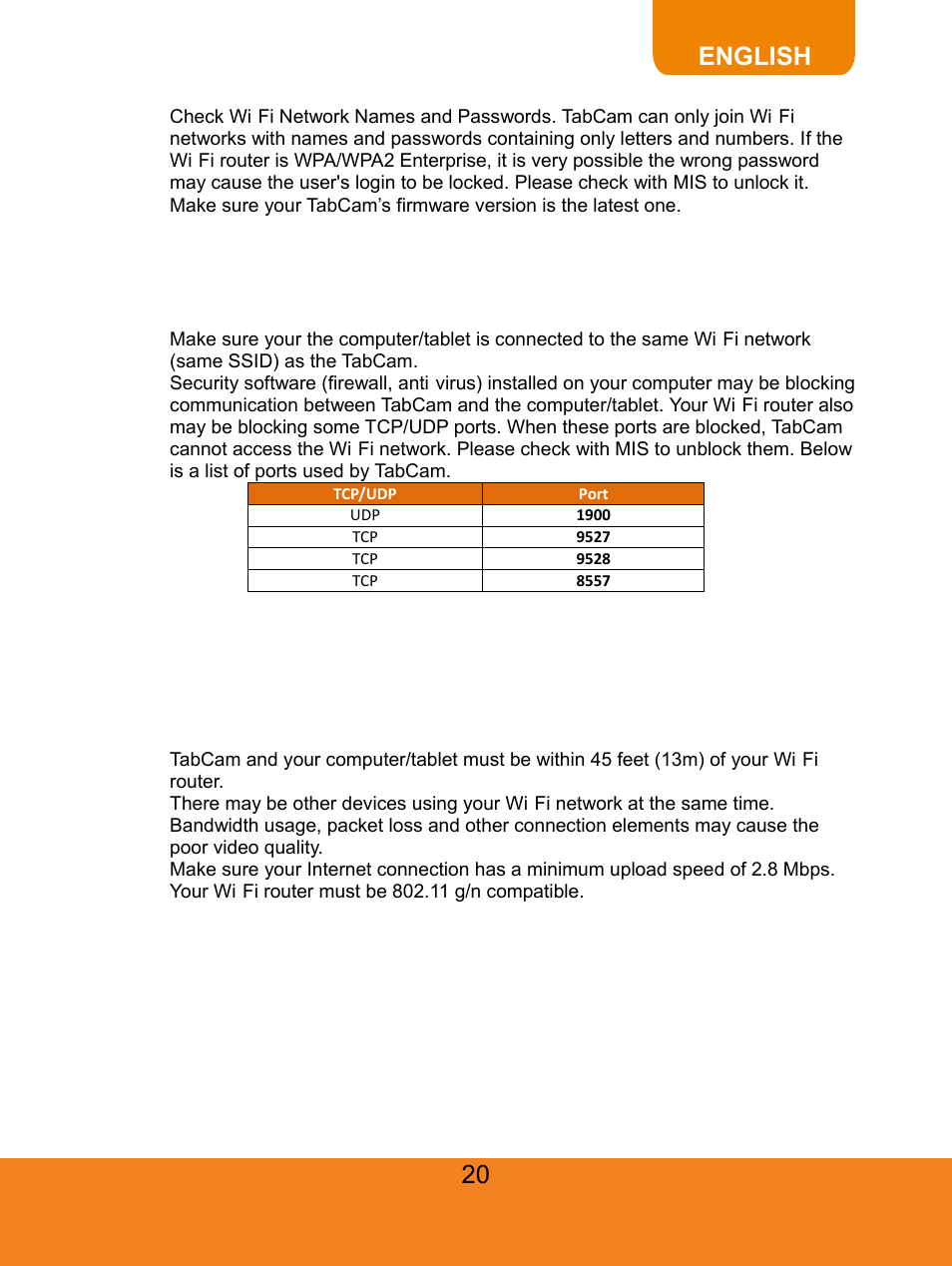 English | AVer TabCam user manual User Manual | Page 24 / 27