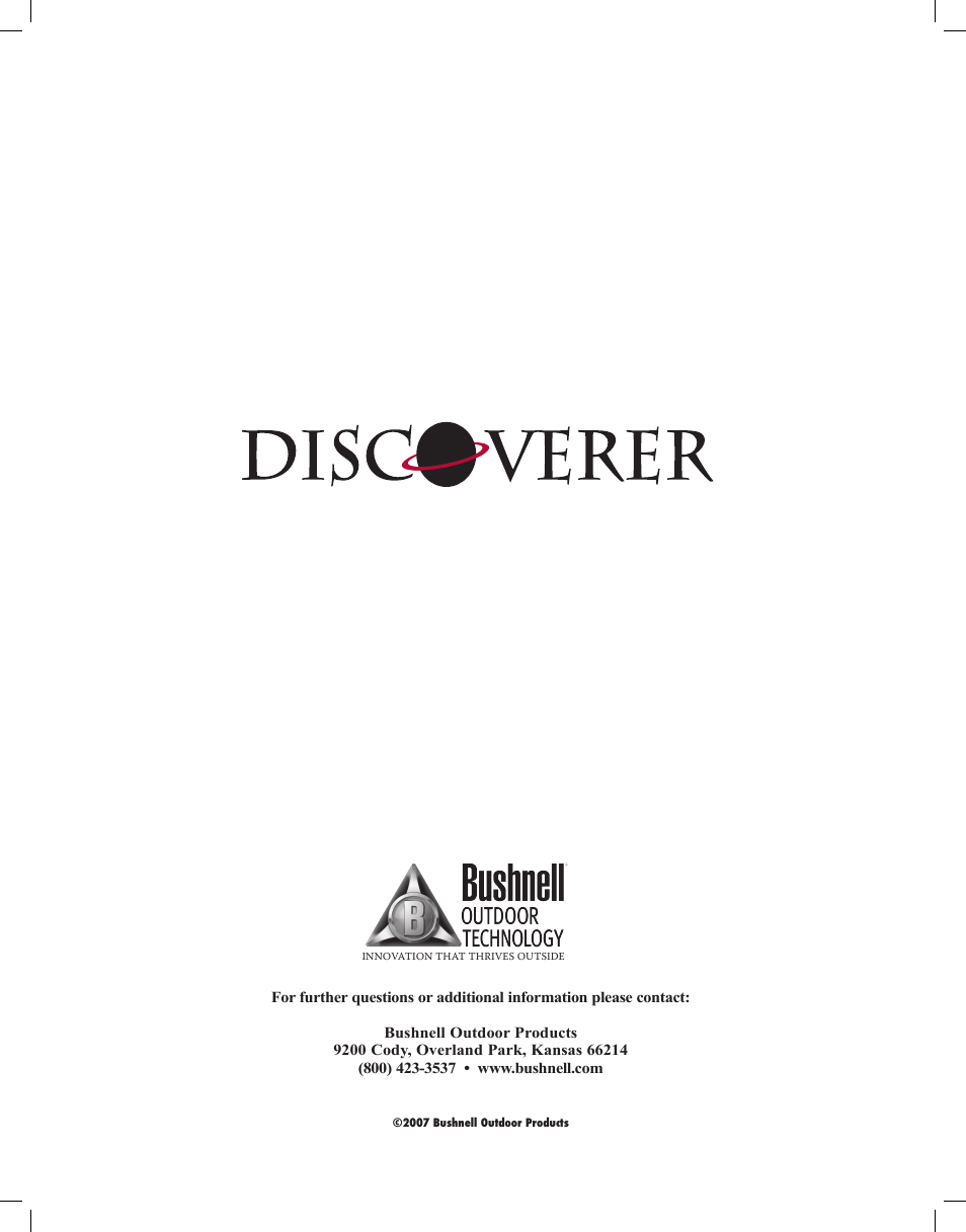 Bushnell Discoverer User Manual | Page 116 / 116