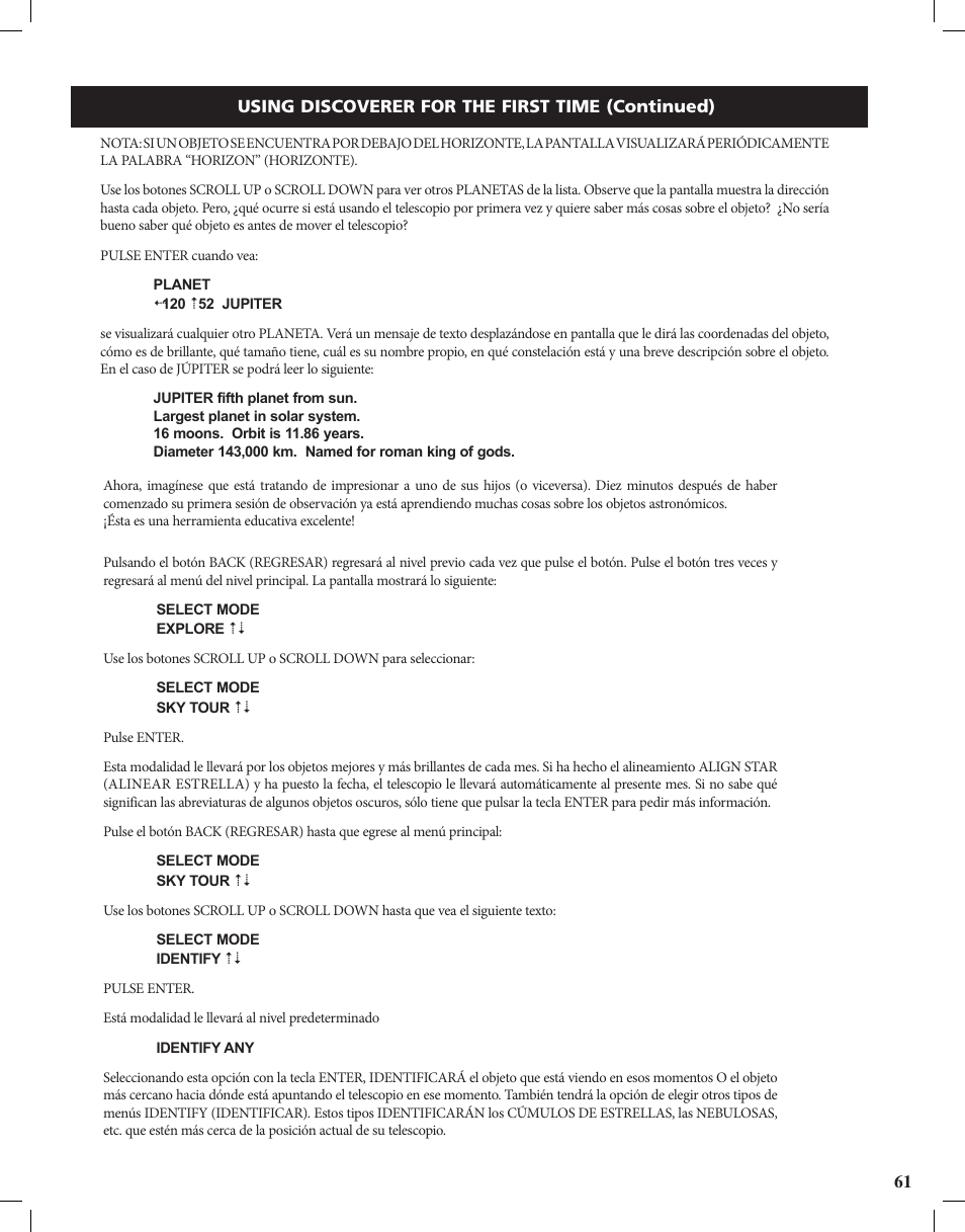 Bushnell Discoverer User Manual | Page 61 / 116