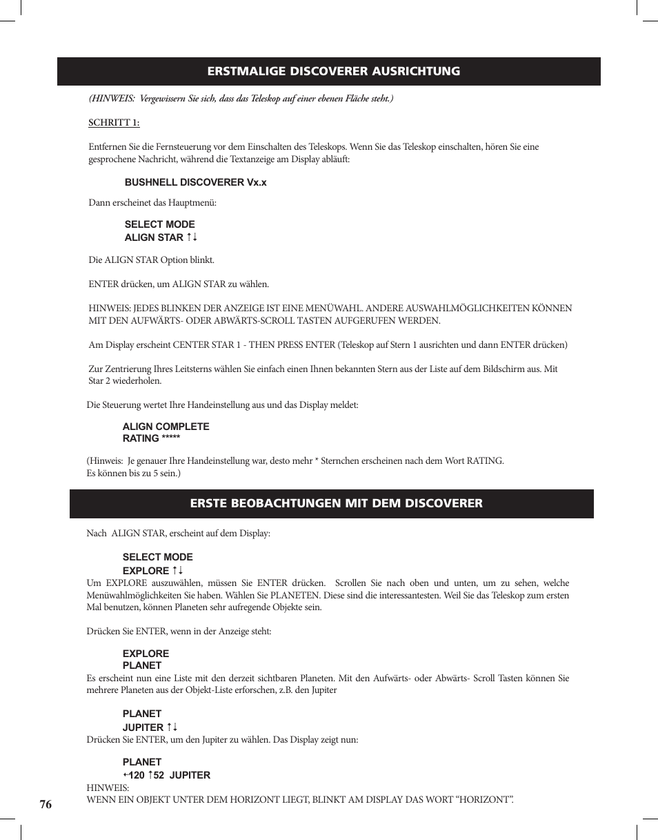 Bushnell Discoverer User Manual | Page 76 / 116