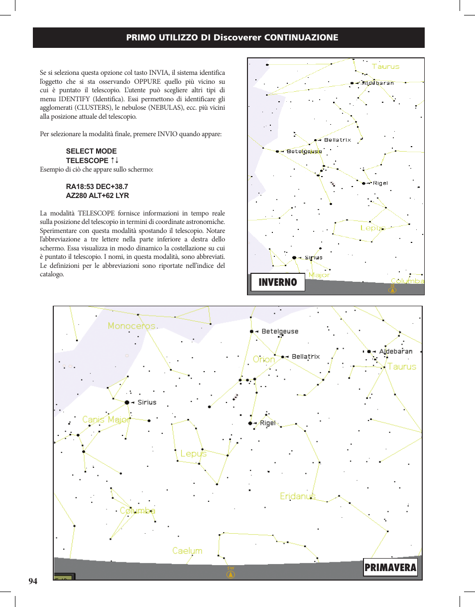 Primavera inverno | Bushnell Discoverer User Manual | Page 94 / 116