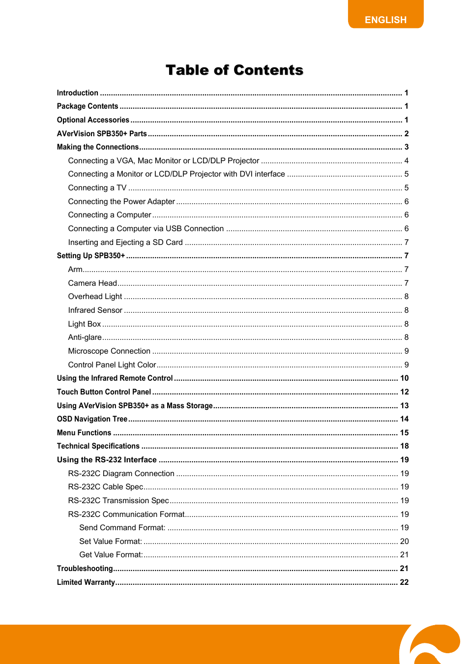 AVer SPB350+ User Manual | Page 2 / 24