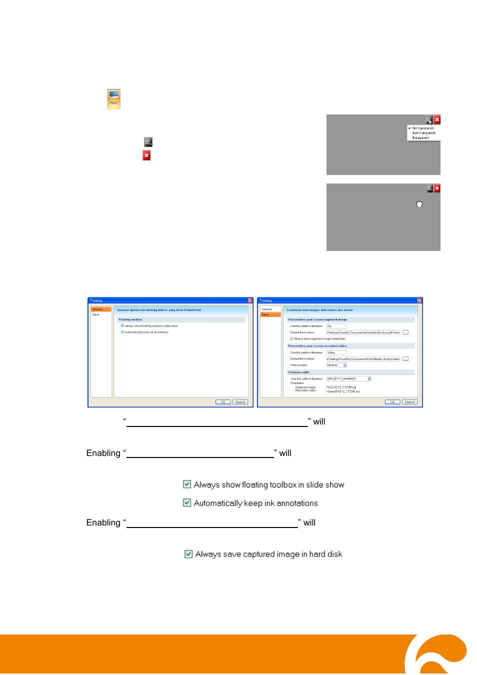 Visor, Setting | AVer A+ Suite User Manual | Page 5 / 11
