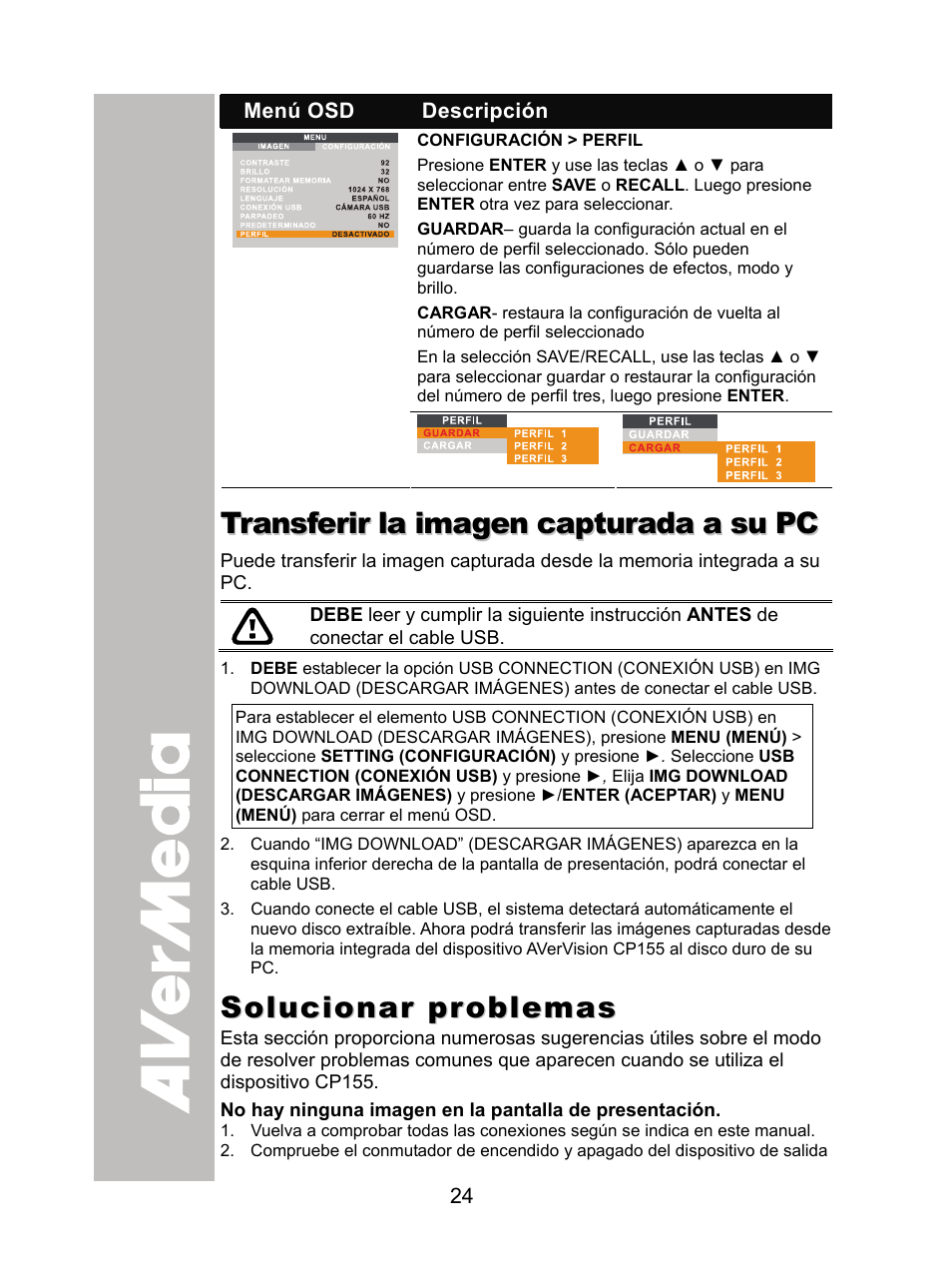 Transferir la imagen capturada a su pc, Solucionar problemas | AVer CP155 user manual User Manual | Page 27 / 30