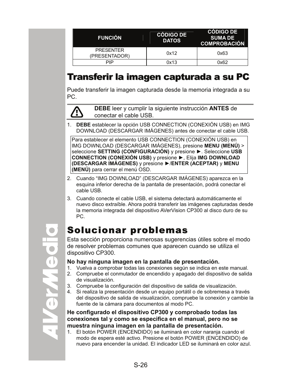 Transferir la imagen capturada a su pc, Solucionar problemas | AVer CP300 User Manual | Page 157 / 192