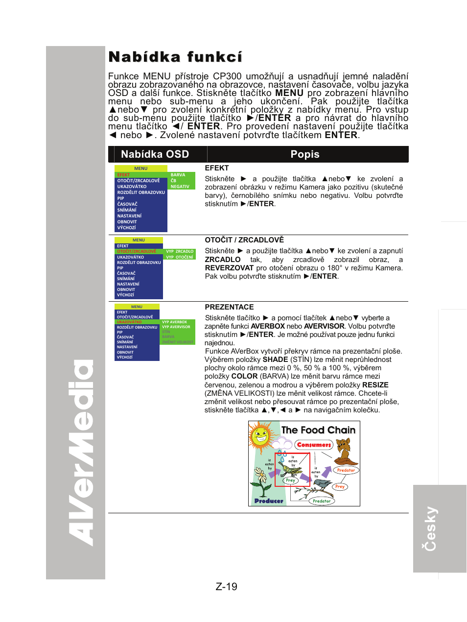 Nabídka funkcí | AVer CP300 User Manual | Page 183 / 192