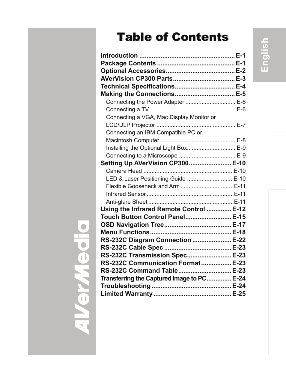 AVer CP300 User Manual | Page 5 / 192