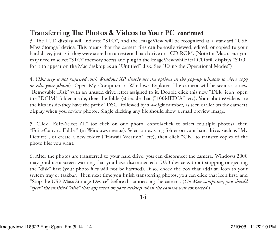 Transferring the photos & videos to your pc | Bushnell 11-8322G User Manual | Page 14 / 52