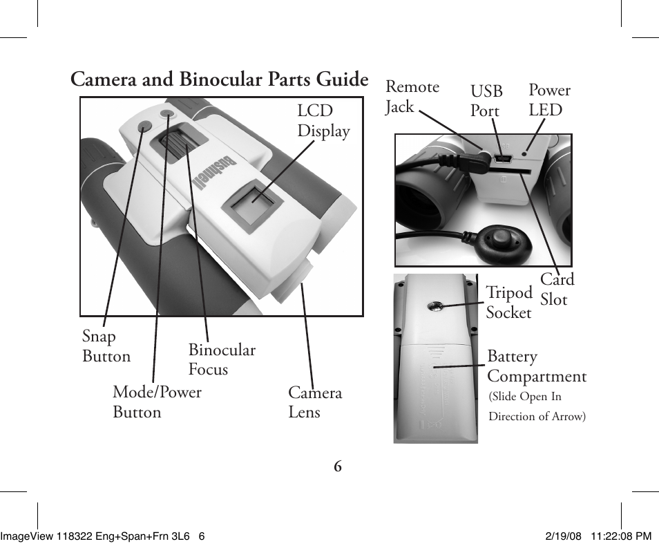 Camera and binocular parts guide | Bushnell 11-8322G User Manual | Page 6 / 52