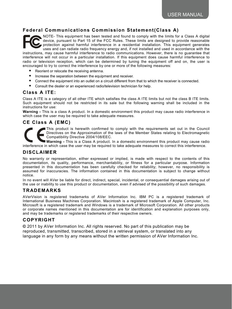 AVer 300AF user manual User Manual | Page 3 / 30
