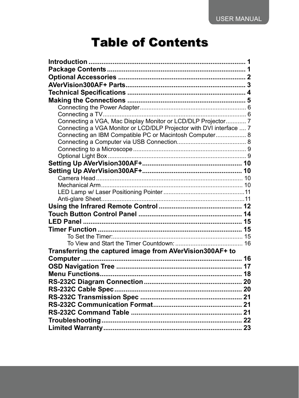 AVer 300AF user manual User Manual | Page 5 / 30