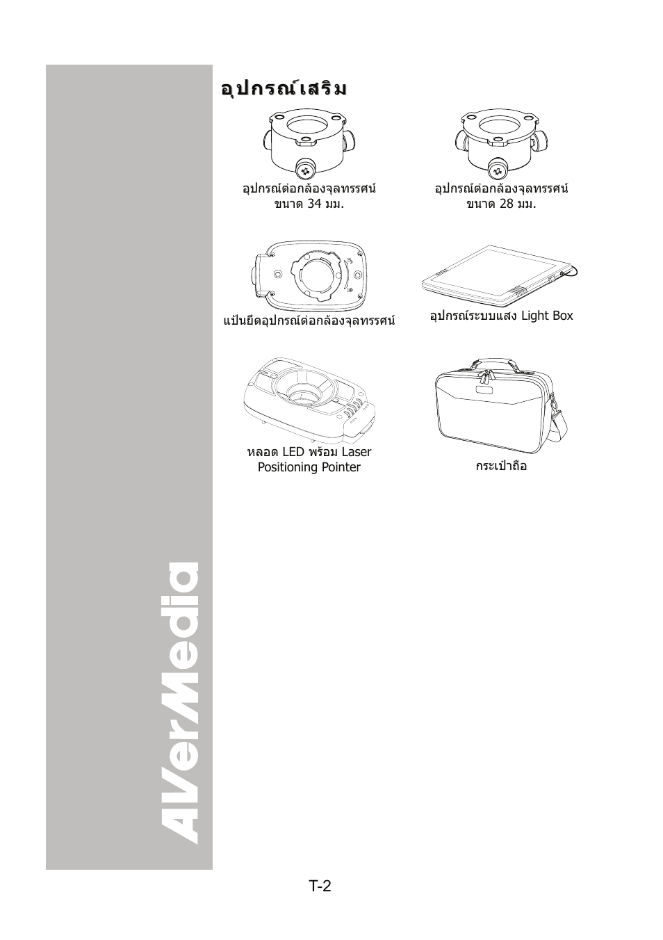 อุปกรณ์เสริม, อุปกรณเสริม, อุปกรณเสริม อุปกรณเสริม | AVer 300AF user manual User Manual | Page 122 / 144