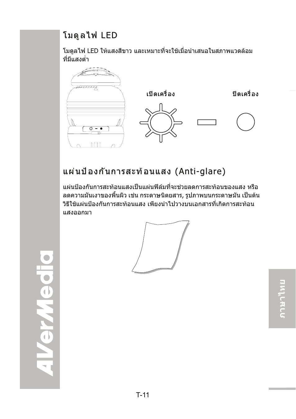 โมดูลไฟ led, แผ่นป้องกันการสะท้อนแสง (anti-glare), แผนปองกันการสะทอนแสง (anti-glare) | AVer 300AF user manual User Manual | Page 131 / 144