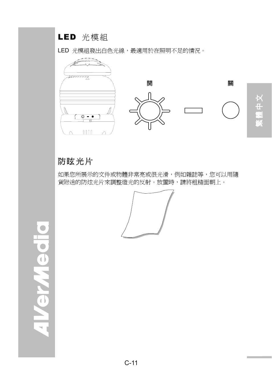 Led 光模組, 防眩光片, C-11 | AVer 300AF user manual User Manual | Page 45 / 144