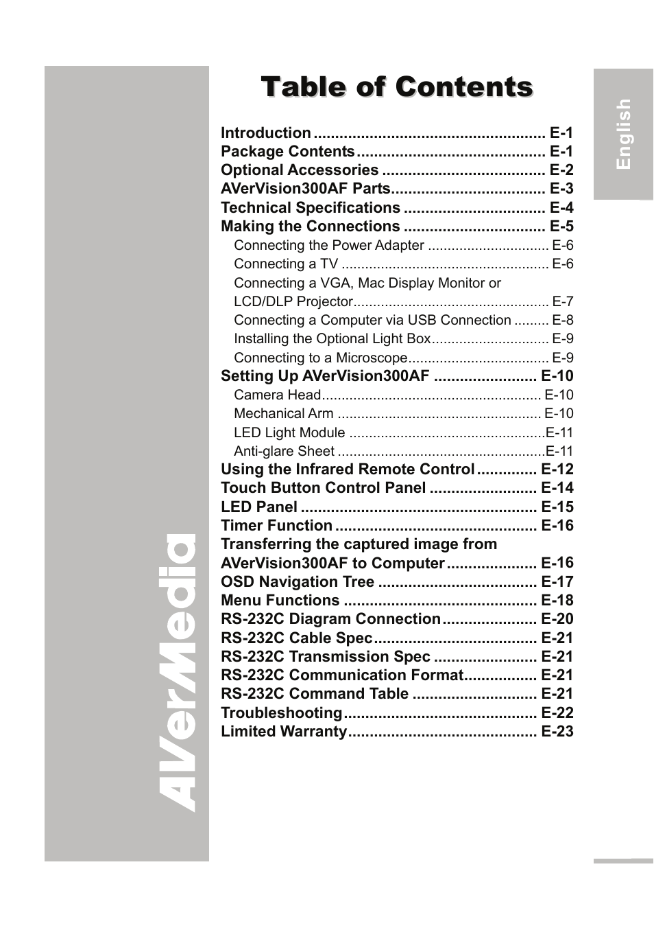 AVer 300AF user manual User Manual | Page 5 / 144