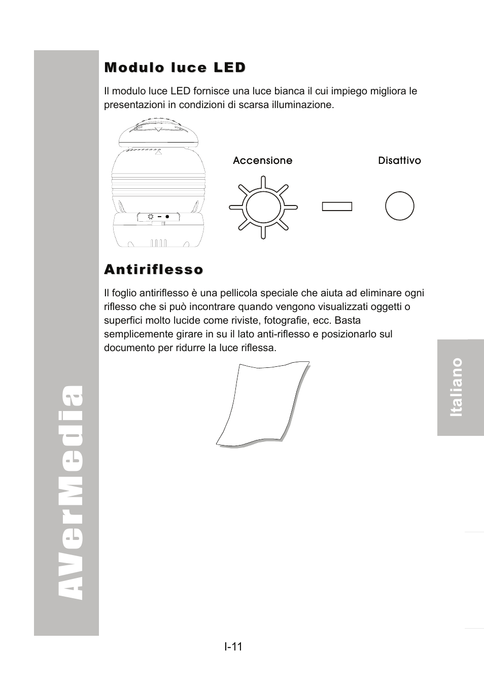 Modulo luce led, Antiriflesso | AVer 300AF user manual User Manual | Page 101 / 170