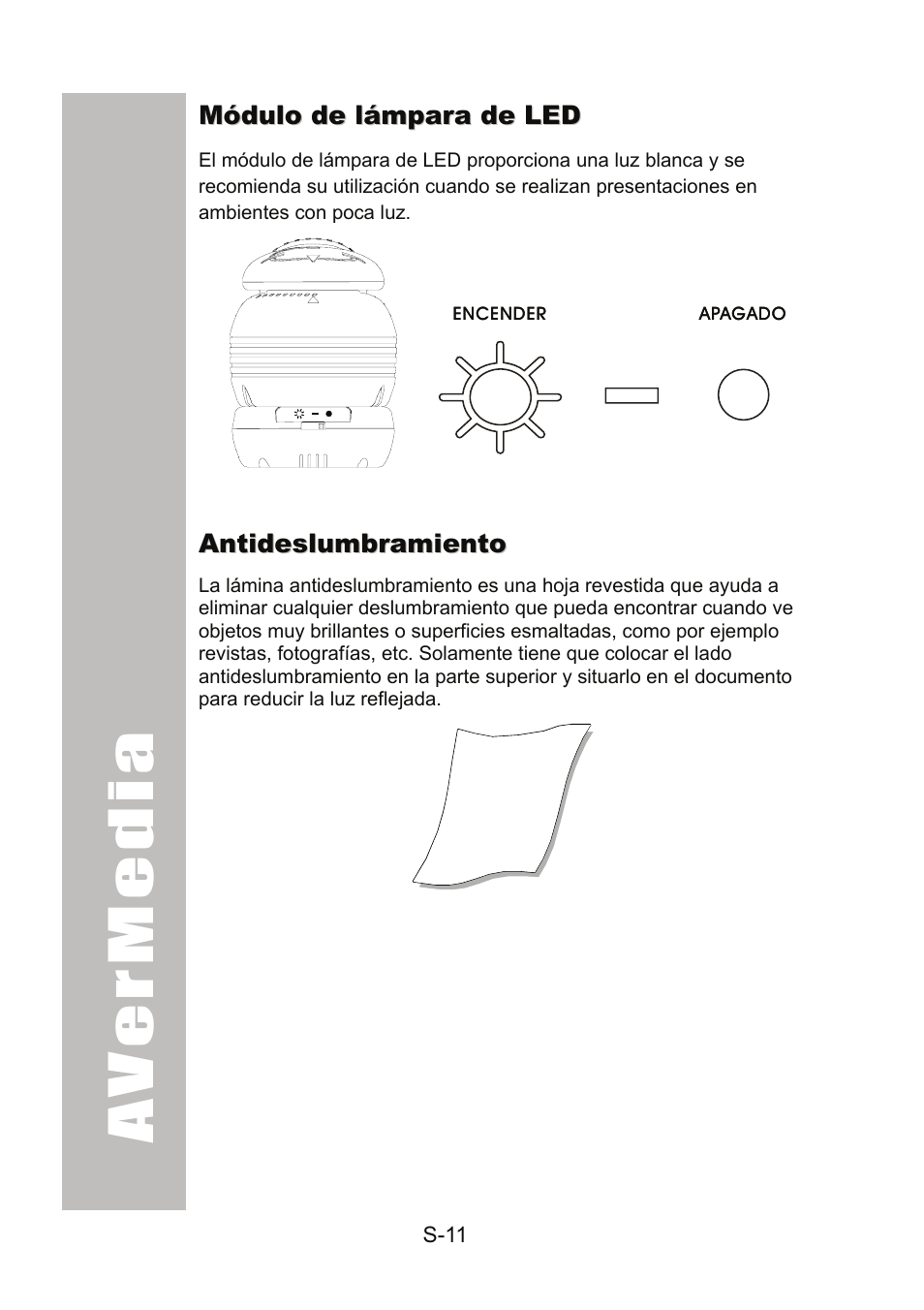 Módulo de lámpara de led, Antideslumbramiento | AVer 300AF user manual User Manual | Page 129 / 170