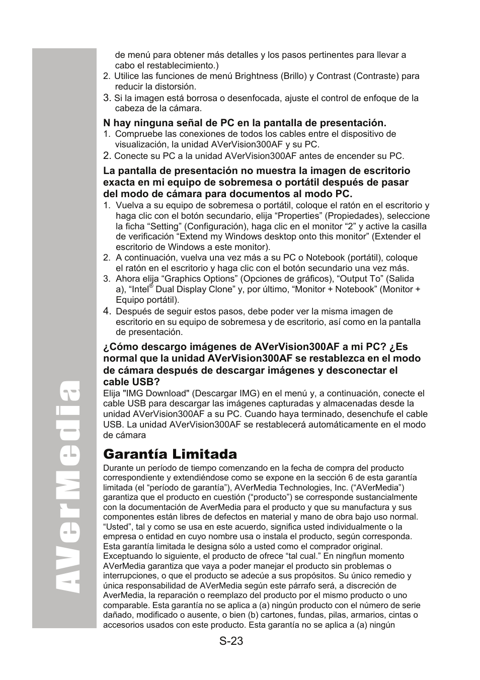 Garantía limitada | AVer 300AF user manual User Manual | Page 141 / 170