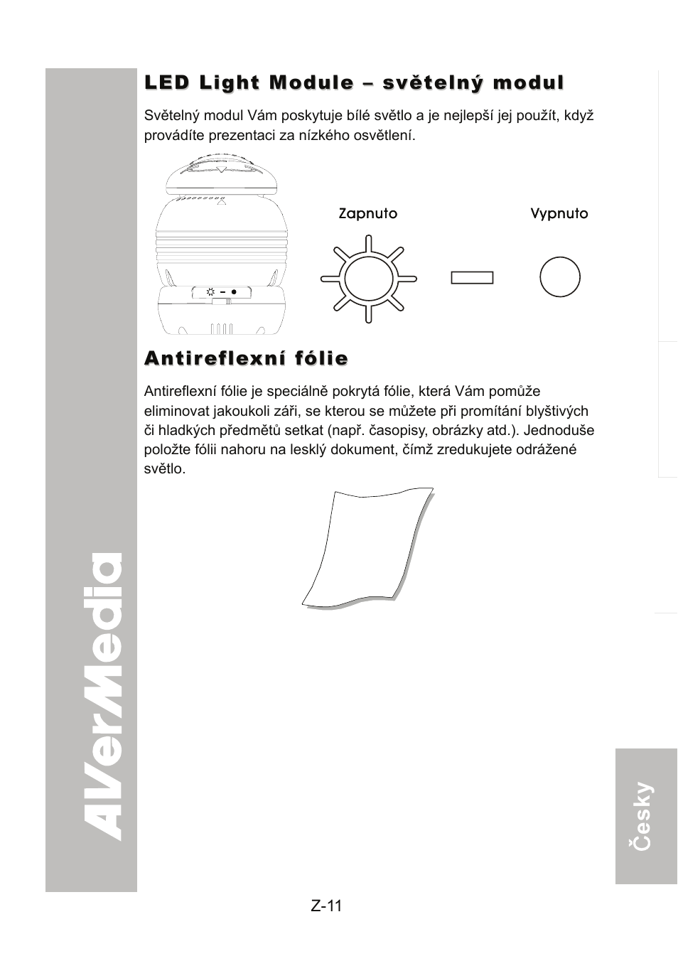 Led light module – světelný modul, Antireflexní fólie | AVer 300AF user manual User Manual | Page 157 / 170