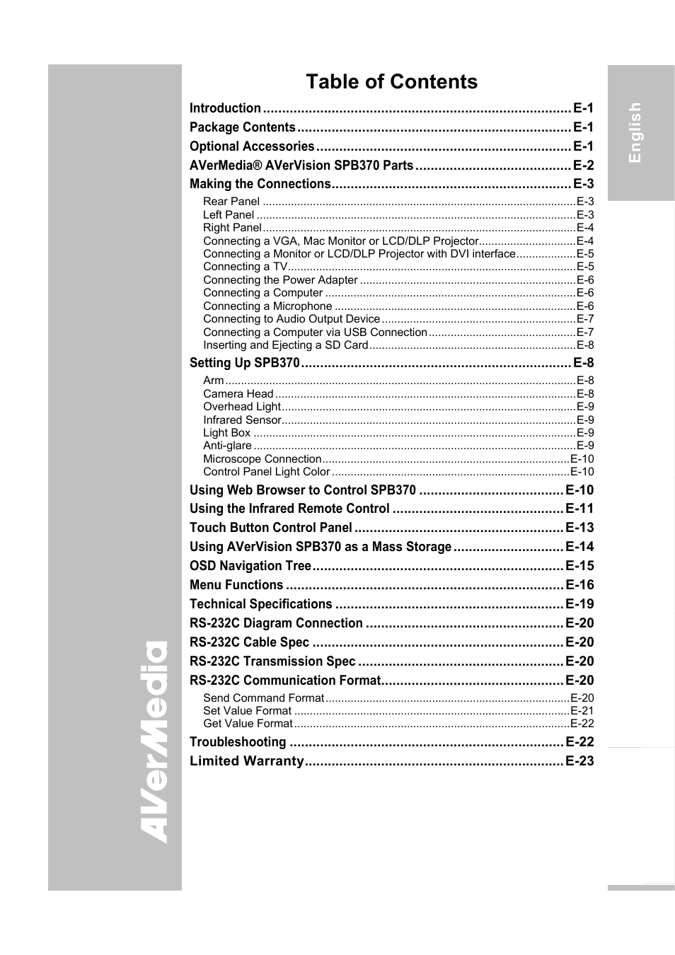 AVer SPB370 user manual User Manual | Page 3 / 27