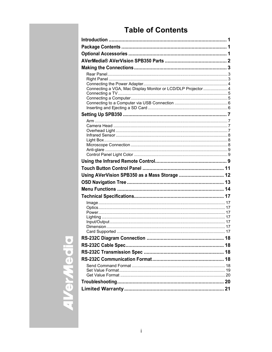 AVer SPB350 user manual User Manual | Page 3 / 25