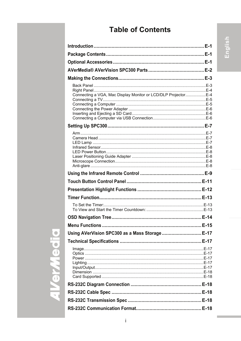 AVer SPC300+ User Manual | Page 5 / 97