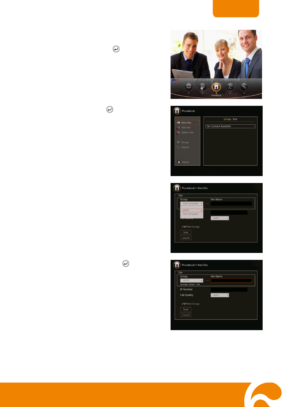 To add phonebook entries | AVer H300 user manual User Manual | Page 24 / 77
